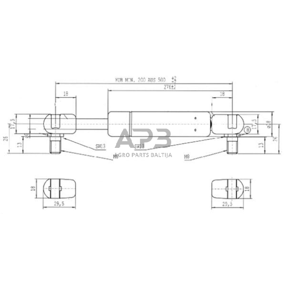 Dujinis amortizatorius L500mm 250N Stabilus CA167703 2 Dujinis amortizatorius L500mm 250N Stabilus CA167703 2