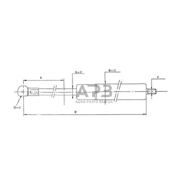 Dujinis amortizatorius L 233mm 150N CA7111TM 1 Dujinis amortizatorius L 233mm 150N CA7111TM 1