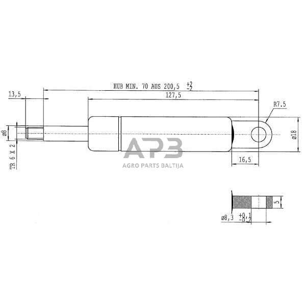 Dujinis amortizatorius L214mm 220N Stabilus CA377171 1
