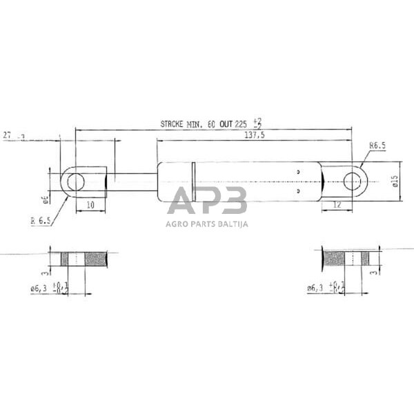 Dujinis amortizatorius L225mm 120N Stabilus CA070386 2 Dujinis amortizatorius L225mm 120N Stabilus CA070386 2
