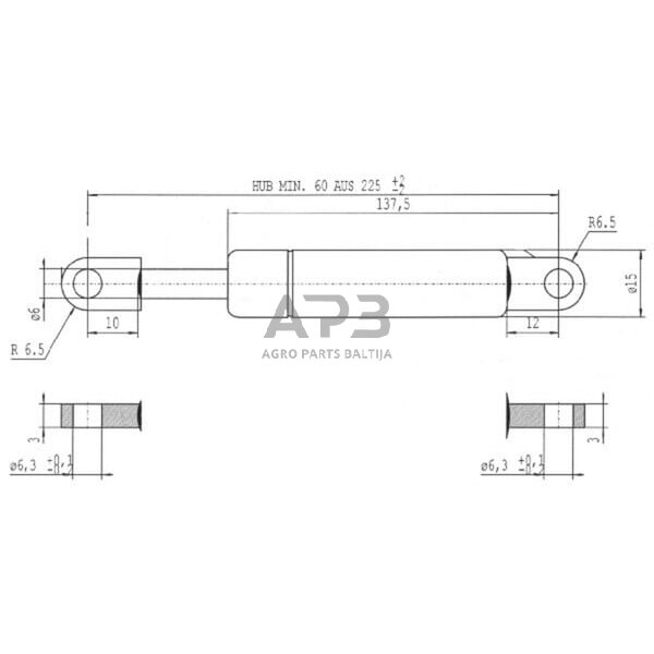 Dujinis amortizatorius L225mm 75N Stabilus CA105244 1 Dujinis amortizatorius L225mm 75N Stabilus CA105244 1