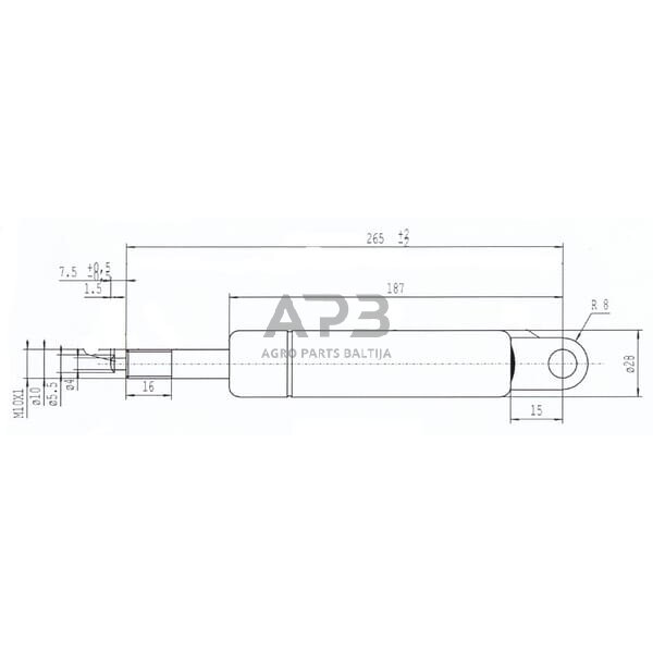 Dujinis amortizatorius L265mm 500N Stabilus CA5359HZ 2 Dujinis amortizatorius L265mm 500N Stabilus CA5359HZ 2