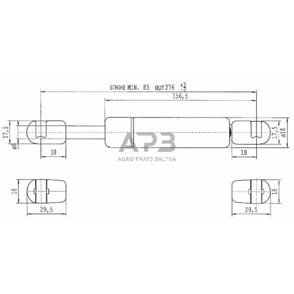 Dujinis amortizatorius L276mm 100N Stabilus CA273929 2