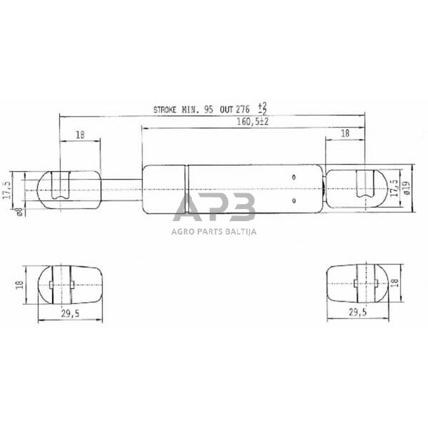 Dujinis amortizatorius L276mm 350N Stabilus CA592382 2