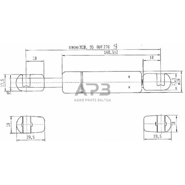 Dujinis amortizatorius L276mm 450N Stabilus CA592404 2 Dujinis amortizatorius L276mm 450N Stabilus CA592404 2