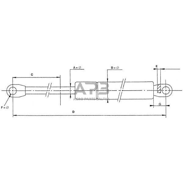 Dujinis amortizatorius L301mm 250N Stabilus CA1912AU 2