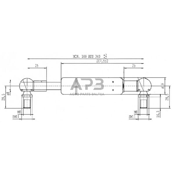 Dujinis amortizatorius L340mm 100N Stabilus CA903442 2 Dujinis amortizatorius L340mm 100N Stabilus CA903442 2