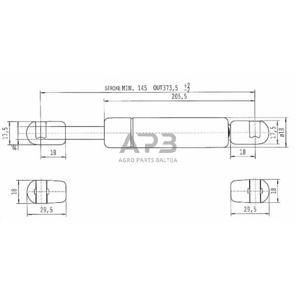 Dujinis amortizatorius L373.5mm 160N Stabilus CA256986 2 Dujinis amortizatorius L373.5mm 160N Stabilus CA256986 2