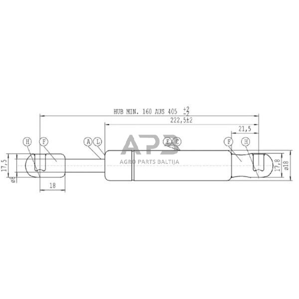 Dujinis amortizatorius L405mm 250N Stabilus CA752835 1