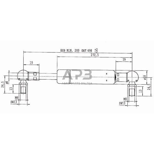 Dujinis amortizatorius L498mm 210N Stabilus CA047627 3