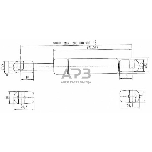 Dujinis amortizatorius L500mm 150N Stabilus CA592285 2 Dujinis amortizatorius L500mm 150N Stabilus CA592285 2