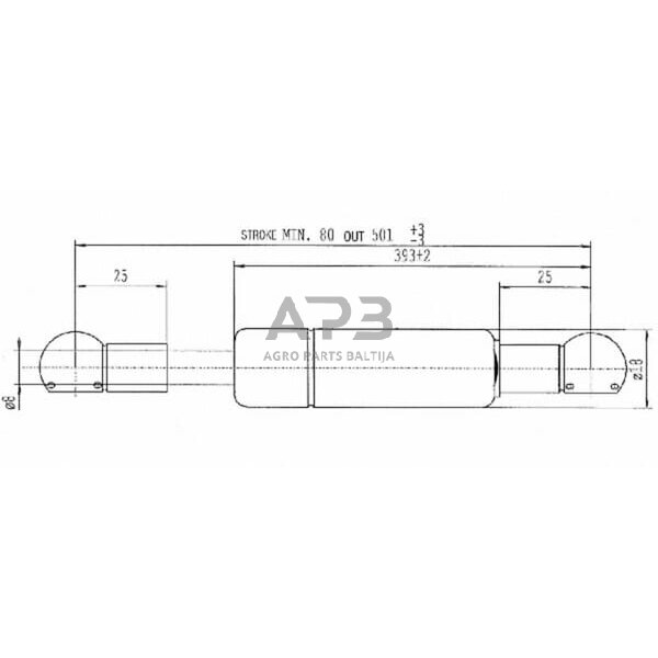 Dujinis amortizatorius L501mm 300N Stabilus CA477249 2