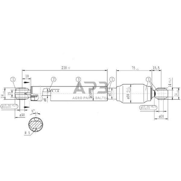 Dujinis amortizatorius L538mm 510N Stabilus CA363952 1