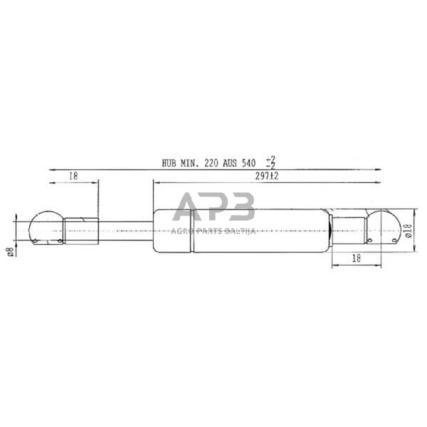 Dujinis amortizatorius L540mm 440N Stabilus CA4593VX 2
