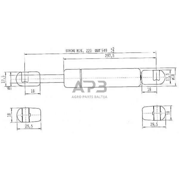 Dujinis amortizatorius L549mm 180N Stabilus CA858595 1