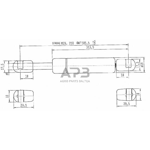 Dujinis amortizatorius L585.5mm 200N Stabilus CA684899 1 Dujinis amortizatorius L585.5mm 200N Stabilus CA684899 1