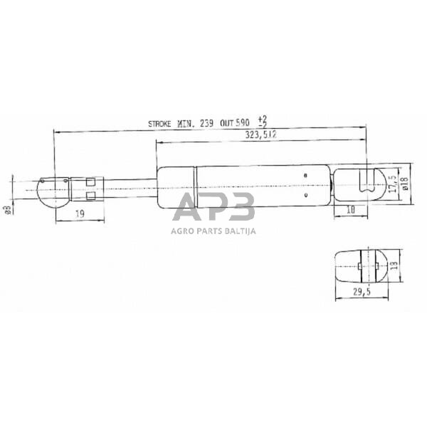 Dujinis amortizatorius L590mm 240N Stabilus CA897884 1