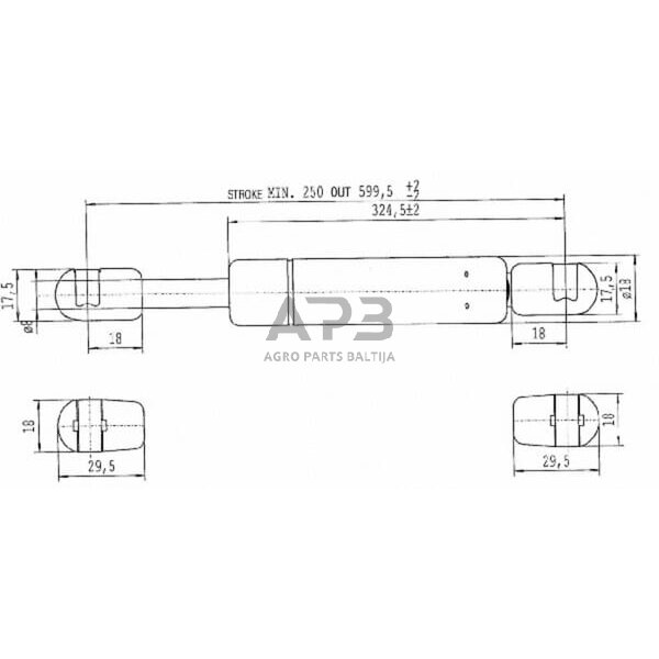 Dujinis amortizatorius L599.5mm 250N Stabilus CA592269 2 Dujinis amortizatorius L599.5mm 250N Stabilus CA592269 2
