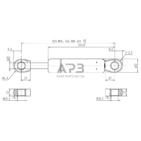 Dujinis amortizatorius L650mm 1000N Stabilus CA8712NI 2