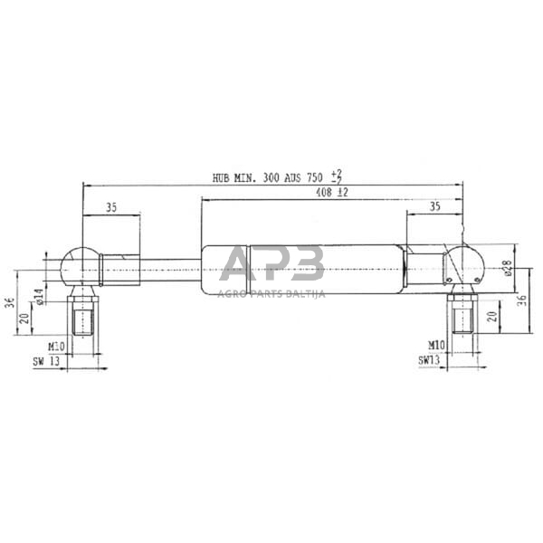 Dujinis amortizatorius L750mm 900N Stabilus CA9412UU 2 Dujinis amortizatorius L750mm 900N Stabilus CA9412UU 2
