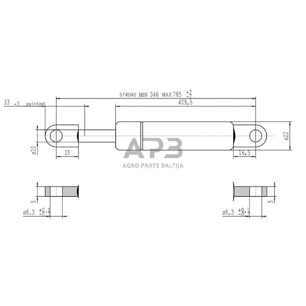 Dujinis amortizatorius L785.5mm 1150N Stabilus CA095206 2