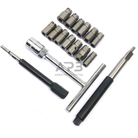 Dyzelinių purkštukų lizdų valymo rinkinys 17vnt. 2 Dyzelinių purkštukų lizdų valymo rinkinys 17vnt. 2