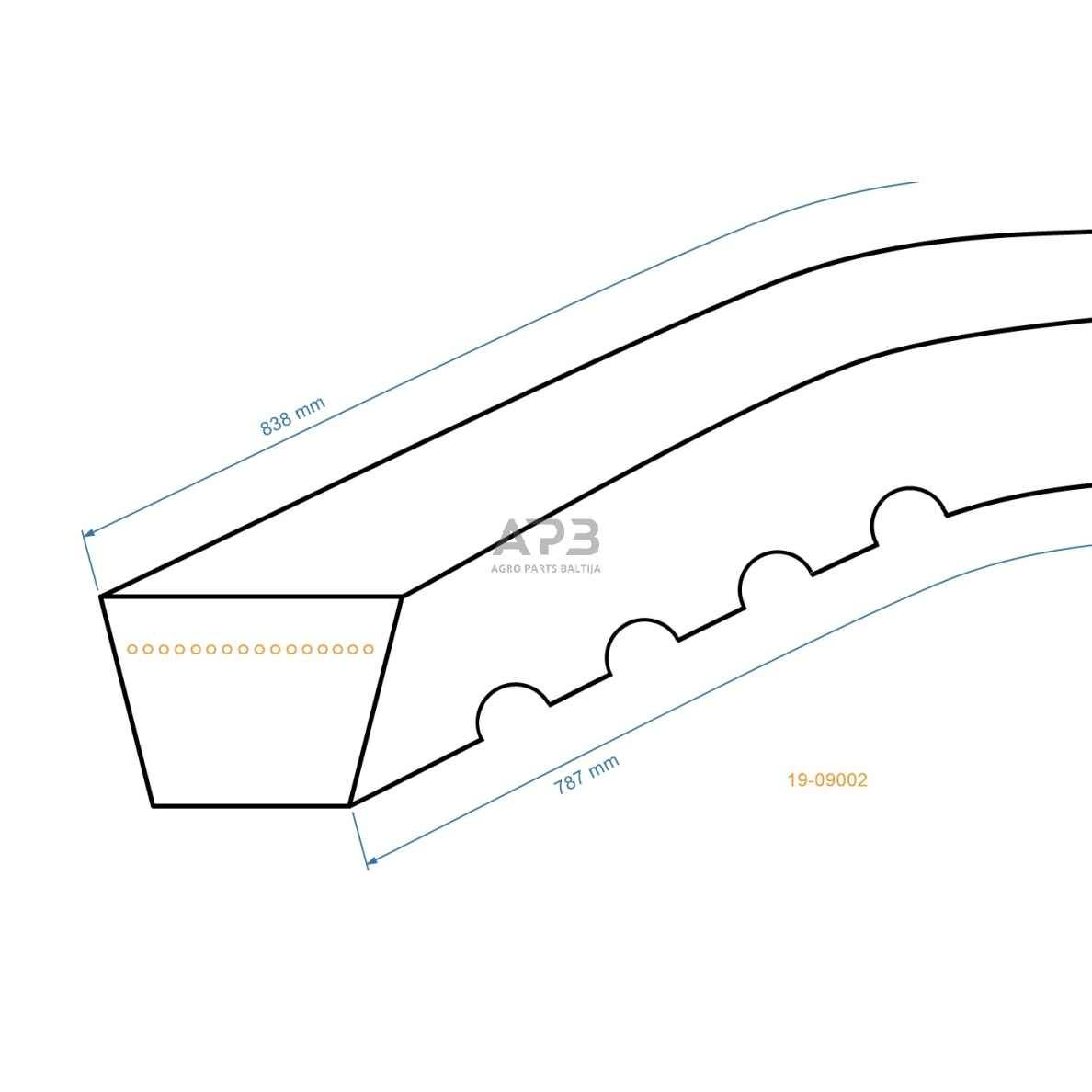 Eigos dantytas diržas Alko Silver 51 BR, 52 HW, 520 BR, 520 BRE, 520 HW, 525 HWS, Easy-Mow 5210 HPD, Easy-Mow 5200 HW, Easy-Mow 5210 HW, Easy-Mow 5250 HWS 10x838mm La, 10x787mm Li 1