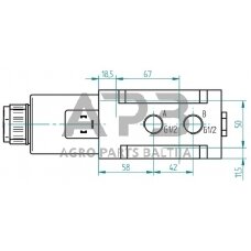 Elektrinis eigos vožtuvas 6/2-1/2-12 VDC, 6212AK10141