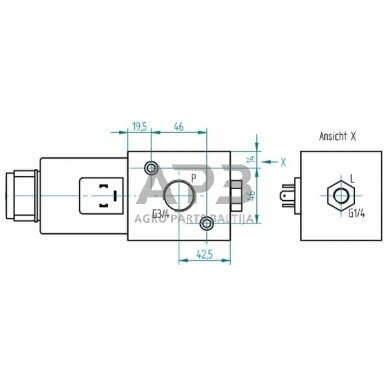 Elektrinis hidraulinis vožtuvas 3/2-3/4-24 VDC, 3224AK10063 2