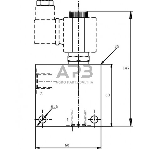 Elektrinis hidraulinis vožtuvas 2/2 A-06-NC-12V 3/8, EW10A001 2 Elektrinis hidraulinis vožtuvas 2/2 A-06-NC-12V 3/8, EW10A001 2