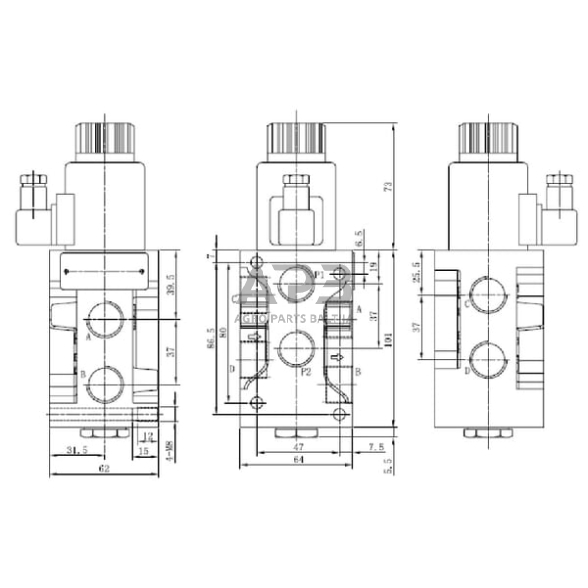Elektrinis eigos vožtuvas 6/2, SHV62DC12B, C130SHV62DC12B 1