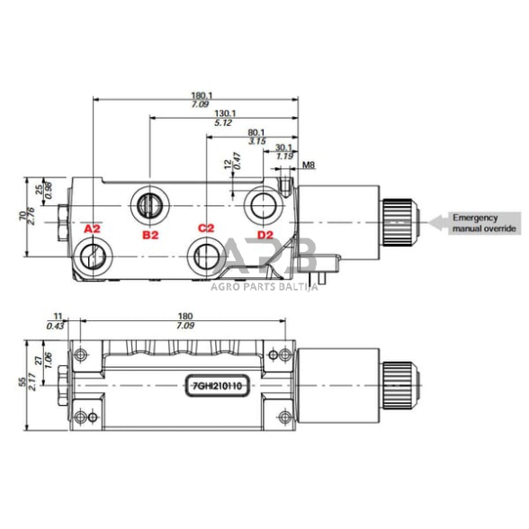 Elektrinis hidraulinis vožtuvas DFE110 12/2, 12 Vdc 1/2 , DFE110001 5 Elektrinis hidraulinis vožtuvas DFE110 12/2, 12 Vdc 1/2 , DFE110001 5