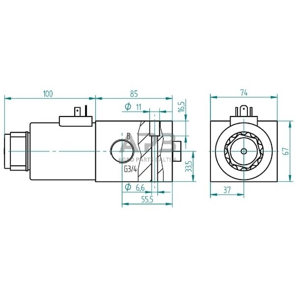 Elektrinis hidraulinis vožtuvas 3/2-3/4-24 VDC, 3224AK10063 4 Elektrinis hidraulinis vožtuvas 3/2-3/4-24 VDC, 3224AK10063 4