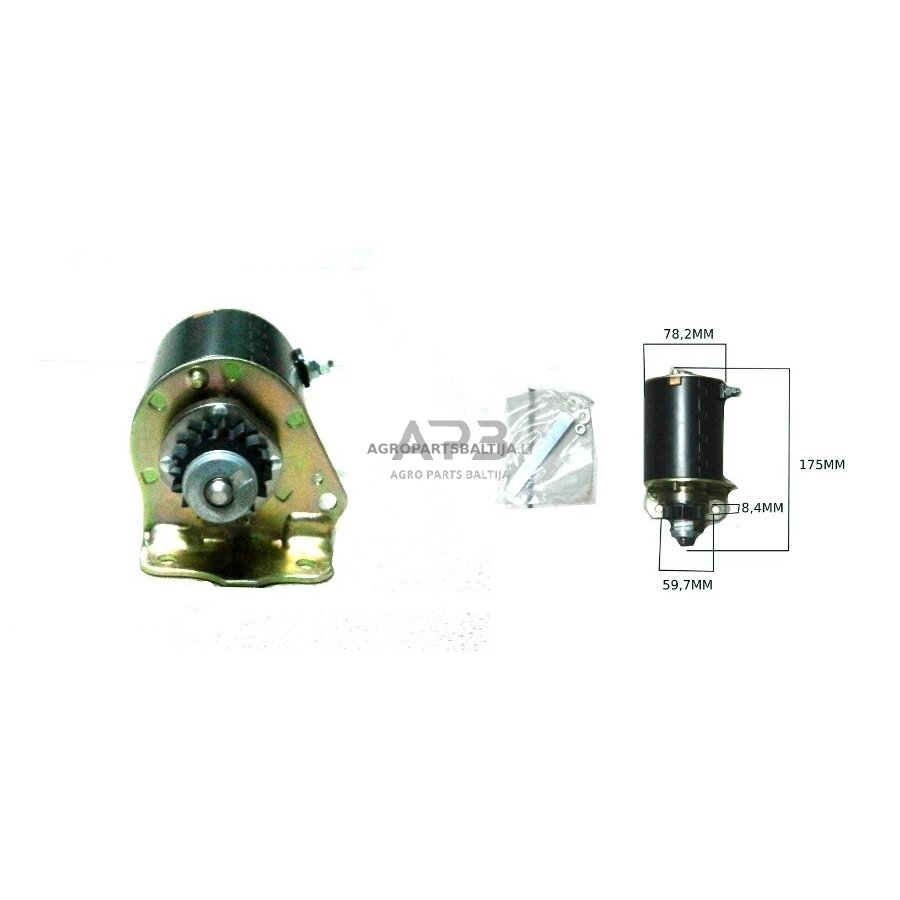 Elektrinis starteris Briggs & Stratton vieno ir dviejų cilindrų varikliams, krumpliaratis su 16 dantų, nuo 7AG iki 22AG 391104, 392744, 392749, 393499, 394744, 394805, 394943, 399169, 490420, 494198, 494325, 494990, 497401, 497595, 499529, 691262, 693054 7