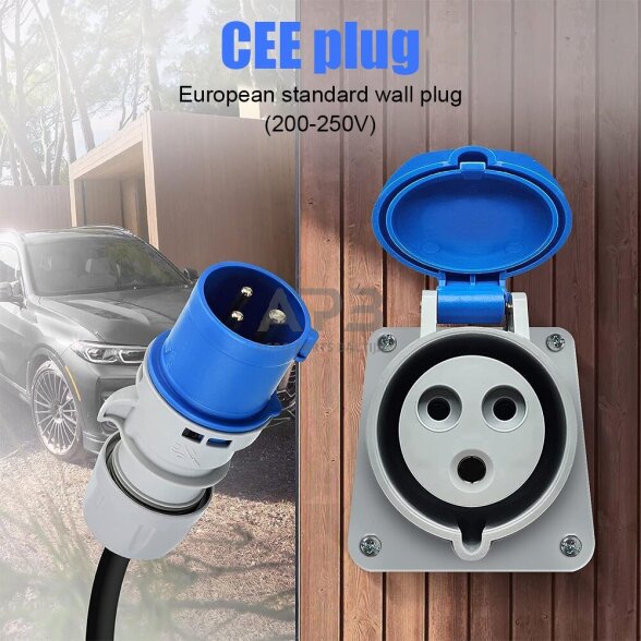 EV Įkroviklis nešiojamas 3.6kW 16A EVFUEL Type 2 3