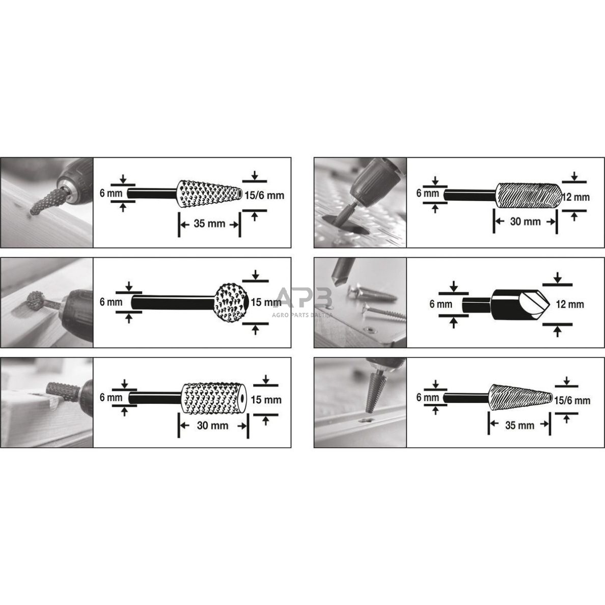 Frezų medžiui ir metalui rinkinys (6vnt) 1 Frezų medžiui ir metalui rinkinys (6vnt) 1
