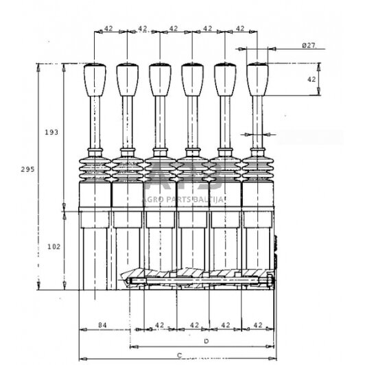 Frontalinio krautuvo valdymo svirtis SV30/2-B/01G-001A, SV302B01G 1 Frontalinio krautuvo valdymo svirtis SV30/2-B/01G-001A, SV302B01G 1
