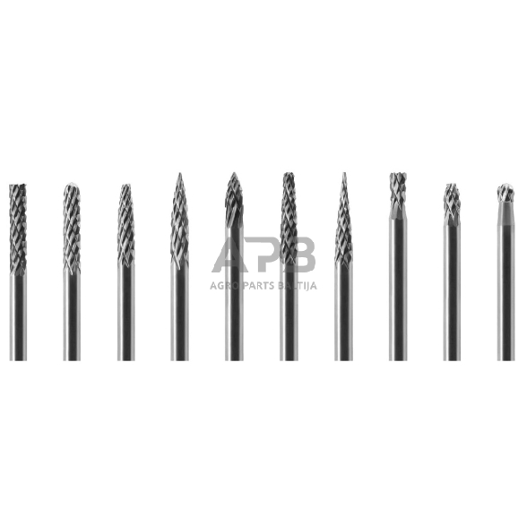 Frezų kietmetalio rinkinys Ø3x3mm 10vnt. Frezų kietmetalio rinkinys Ø3x3mm 10vnt.