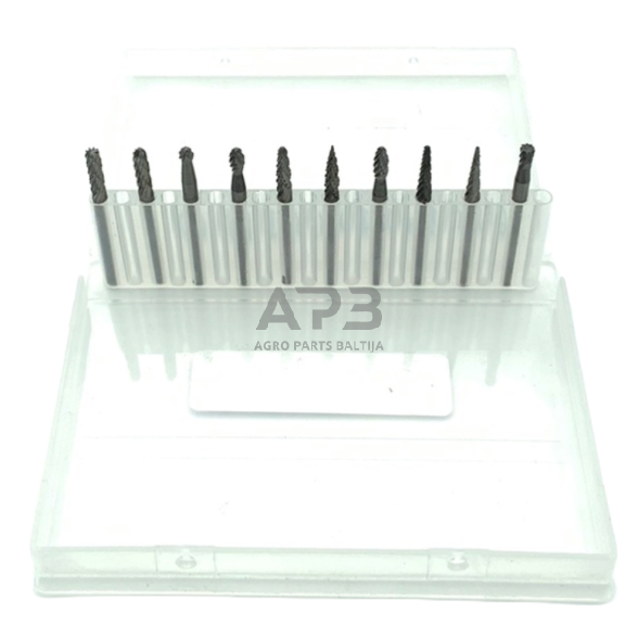 Frezų kietmetalio rinkinys Ø3x3mm 10vnt. 1 Frezų kietmetalio rinkinys Ø3x3mm 10vnt. 1