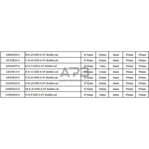 Frezų kietmetalio rinkinys Ø6x8mm 8vnt. 1 Frezų kietmetalio rinkinys Ø6x8mm 8vnt. 1