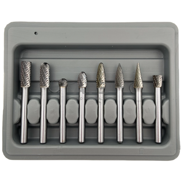 Frezų kietmetalio rinkinys Ø6x8mm 8vnt. Frezų kietmetalio rinkinys Ø6x8mm 8vnt.