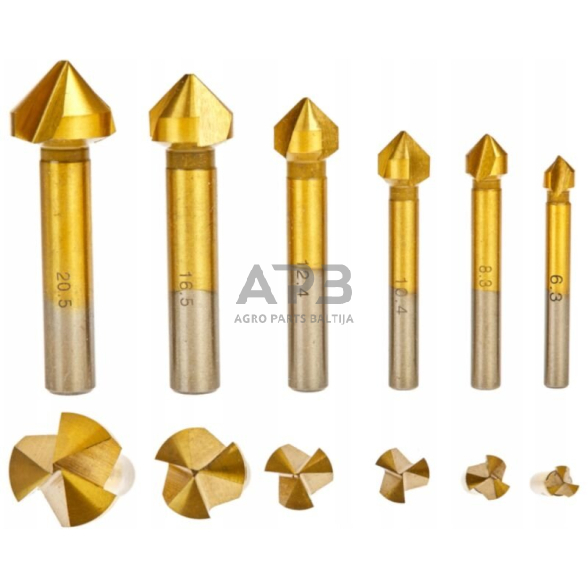 Frezų kūginių medžiui rinkinys (6.3-20.5mm)(6vnt)