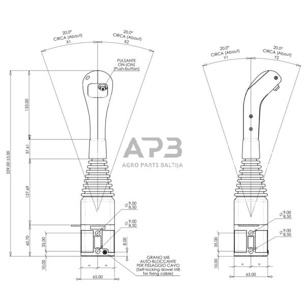 Frontalinio krautuvo valdymo svirtis su 1 mygtuku IMCL60191B 4