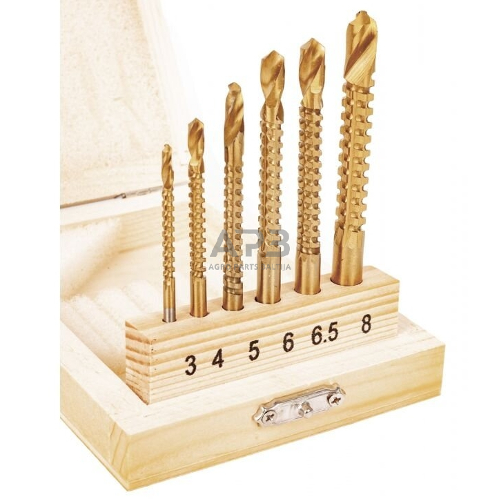 Frezavimo grąžtų medžiui rinkinys (3-8mm)(6vnt) 1 Frezavimo grąžtų medžiui rinkinys (3-8mm)(6vnt) 1