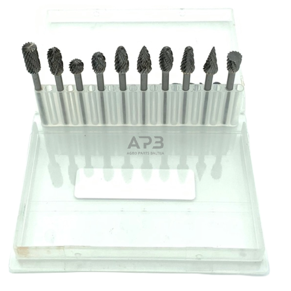 Frezų kietmetalio rinkinys Ø6x3mm 10vnt. 1 Frezų kietmetalio rinkinys Ø6x3mm 10vnt. 1