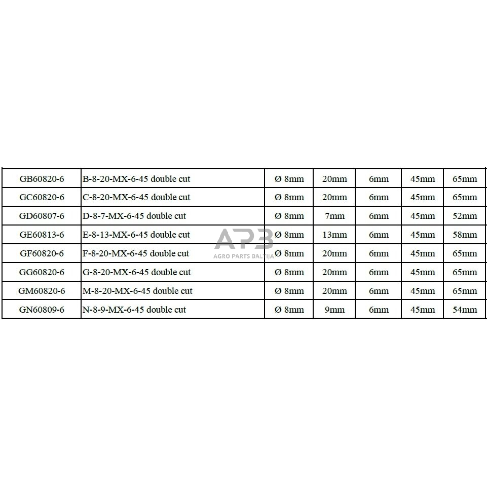 Frezų kietmetalio rinkinys Ø6x8mm 8vnt. 1
