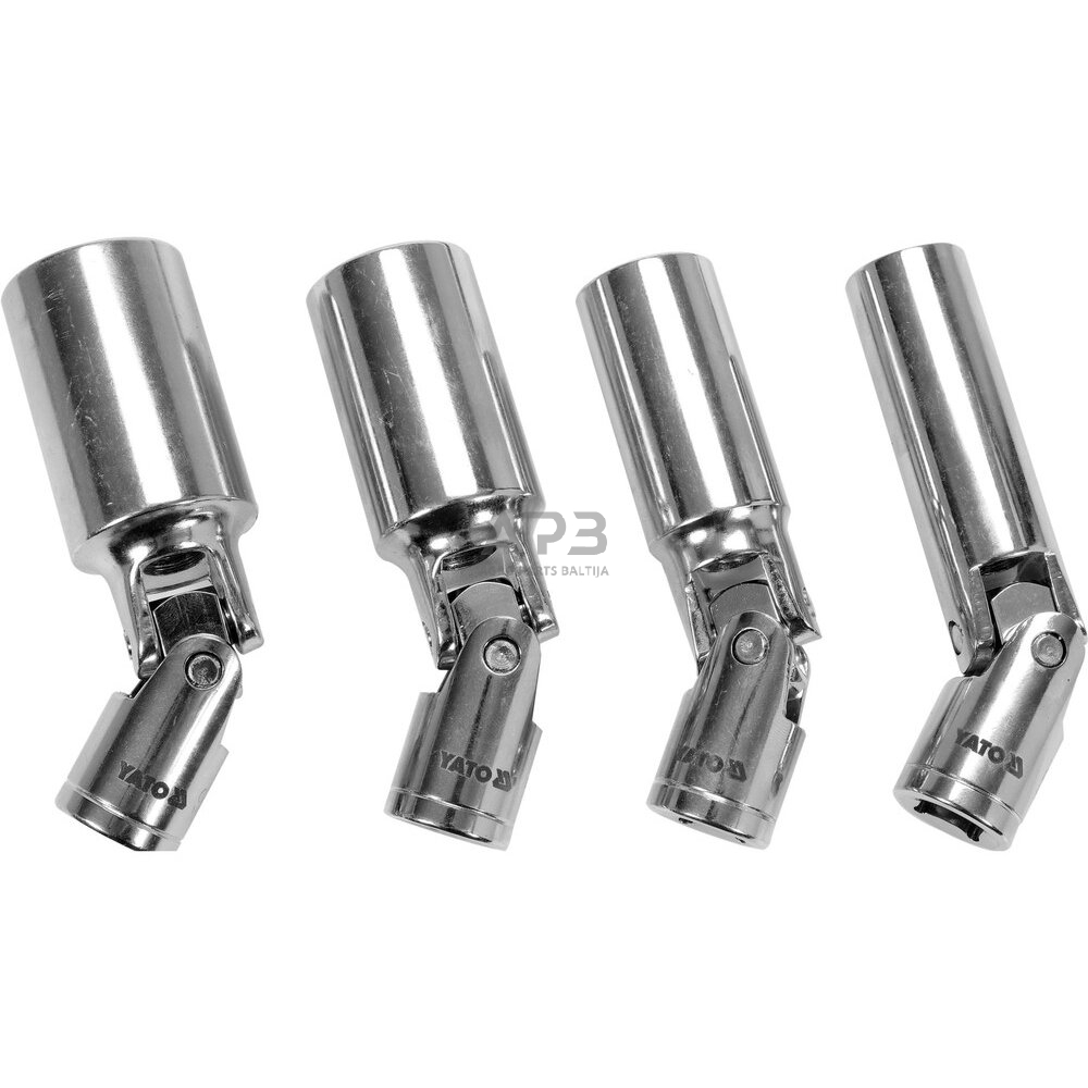 Galvučių žvakėms su šarnyru rinkinys 3/8" (4vnt.) 1