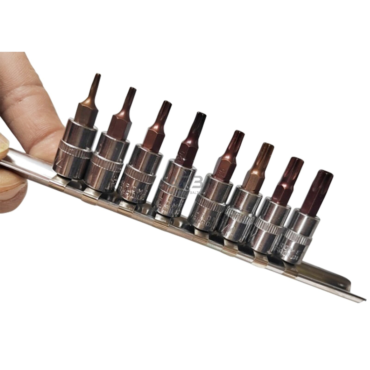 Galvučių su antgaliu rinkinys 1/4" (T-8-T-40)(torx) 8vnt. 1 Galvučių su antgaliu rinkinys 1/4" (T-8-T-40)(torx) 8vnt. 1