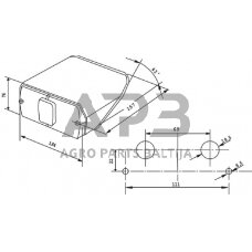 Galinis žibintas dešininis stačiakampis, 12V, raudona/gintarinė, 212x155mm Cobo 02529000