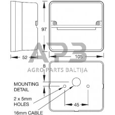 Galinis žibintas kvadratas, 12V, gintarinė/raudona, 105x97x52mm, Britax TOR2474